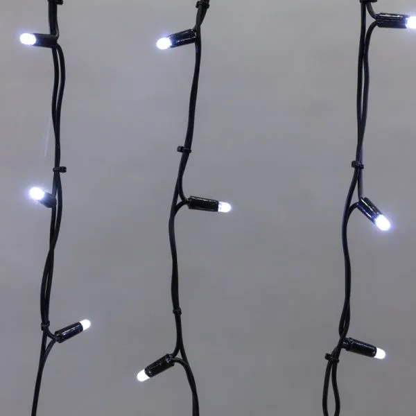 Гирлянда светодиодная Бахрома (Айсикл), 3,2х0,9м, 120 LED БЕЛЫЙ, черный КАУЧУК 3,3мм, IP67, постоянное свечение, 230В NEON-NIGHT (шнур питания в компл - Фото 4