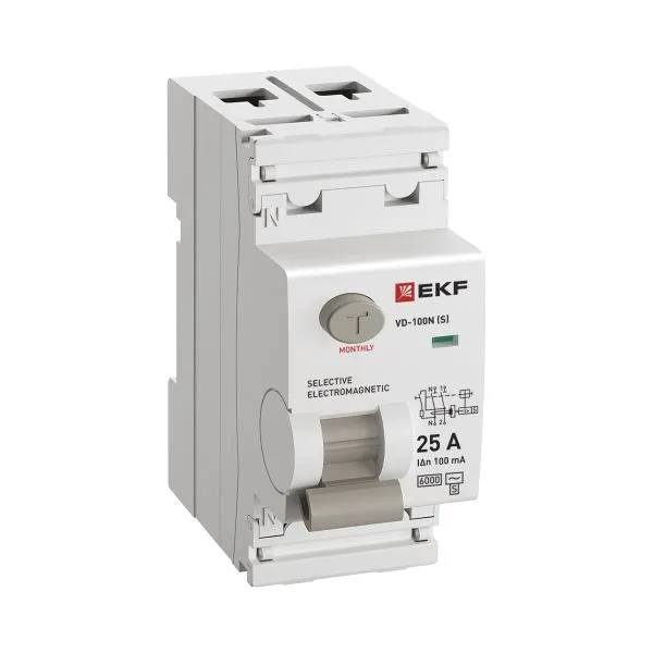 ВДТ ВД-100N (S) 2P 25А 100мА AC эл-мех 6кА PROXIMA EKF - Фото 2