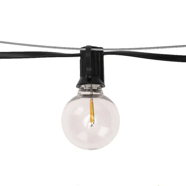 Уличная гирлянда Лофт 7,5м, черный ПВХ, 25 прозрачных ламп, цвет Теплый Белый, влагостойкая IP44 - Фото 5
