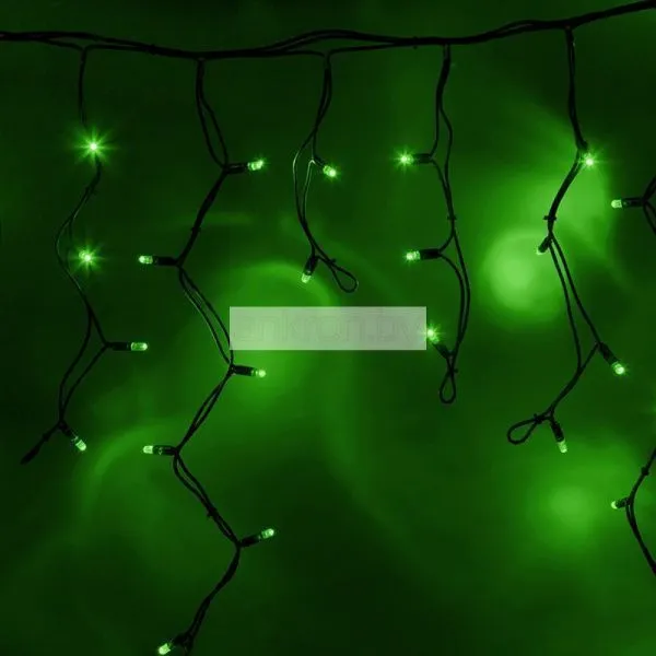 Гирлянда светодиодная Бахрома (Айсикл), 5,6x0,9м, 240 LED ЗЕЛЕНЫЙ, черный КАУЧУК 2,3мм, IP67, постоя