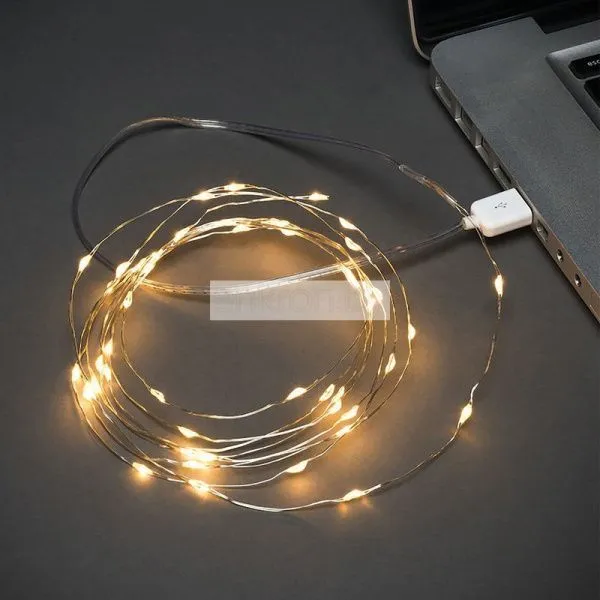 Гирлянда Роса 5 м, 50 LED, USB, теплое белое свечение NEON-NIGHT