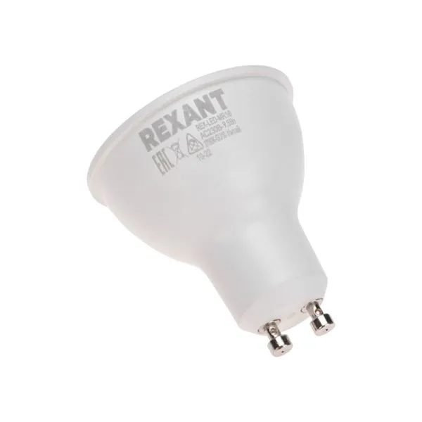 Лампа светодиодная Рефлектор 9,5Вт 808Лм GU10 AC 150-265В 2700K теплый свет REXANT - Фото 2
