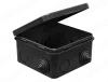 Коробка распаячная для о/п 100х100х50мм IP54 (48шт), цвет - чёрный, с откидной крышкой, 8 гермовводов. 4 сальника в комплекте