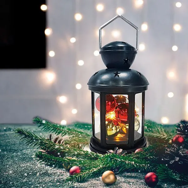 Декоративный фонарь с шариками 12х12х20,6 см, черный корпус, теплый белый цвет свечения NEON-NIGHT - Фото 9
