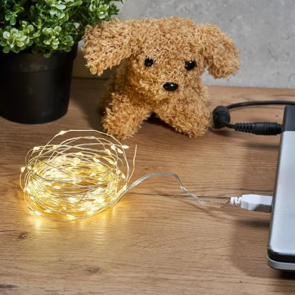 Гирлянда Роса 5 м, 50 LED, USB, теплое белое свечение NEON-NIGHT - Фото 3