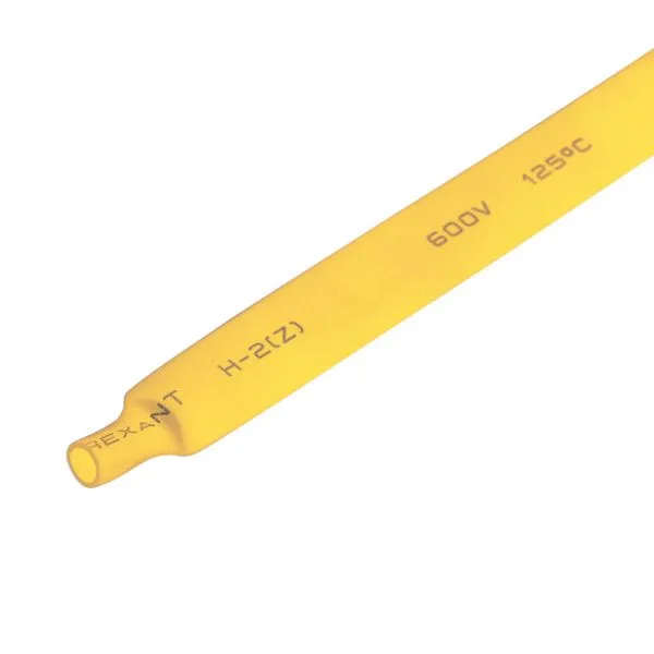 Трубка термоусаживаемая ТУТ нг 8,0/4,0мм, желтая, упаковка 50 шт. по 1м REXANT