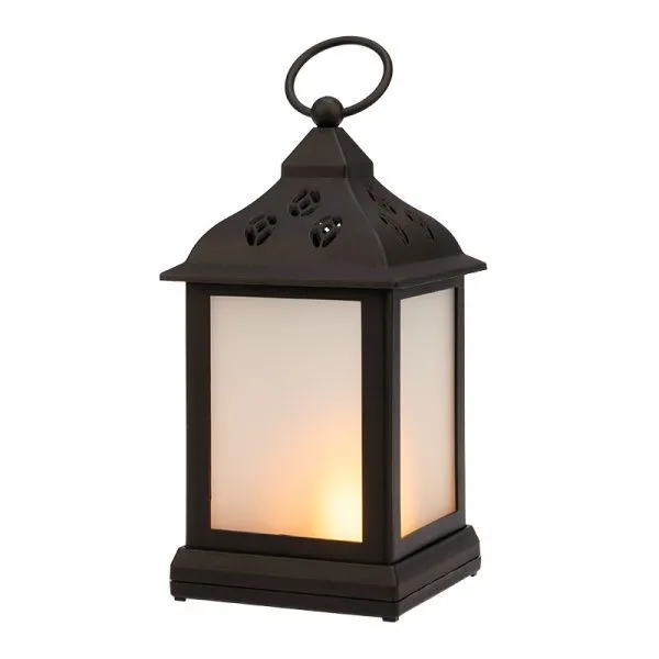 Декоративный фонарь 11х11х22,5 см, черный корпус, теплый белый цвет свечения с эффектом пламени свеч - Фото 3