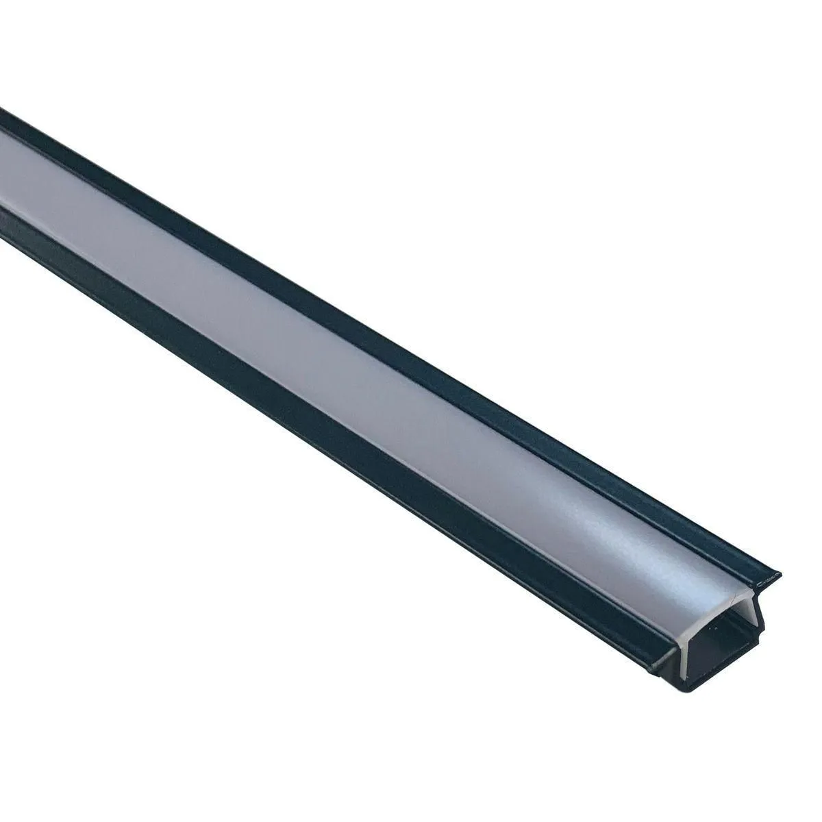 Профиль алюминиевый для светодиодной ленты, анод., встраиваемый, черный, 22х6мм, 2м, шир. ленты до 10мм, индивидуальная упаковка (рассеиватель белый м