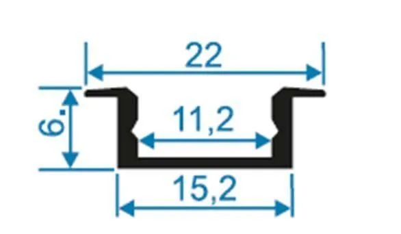 Профиль алюминиевый для светодиодной ленты, анод., встраиваемый, черный, 22х6мм, 2м, шир. ленты до 10мм, индивидуальная упаковка (рассеиватель белый м - Фото 3