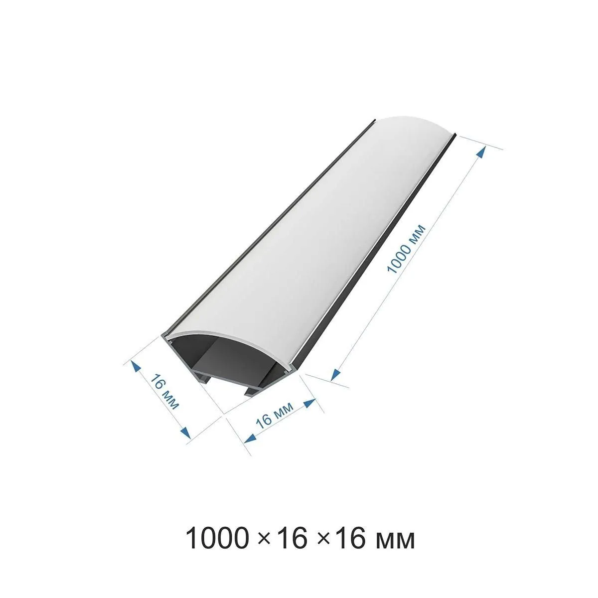 Профиль алюминиевый  угловой с широким рассеивателем, накладной, серебро, 16х16мм, 1м, шир. ленты до - Фото 4