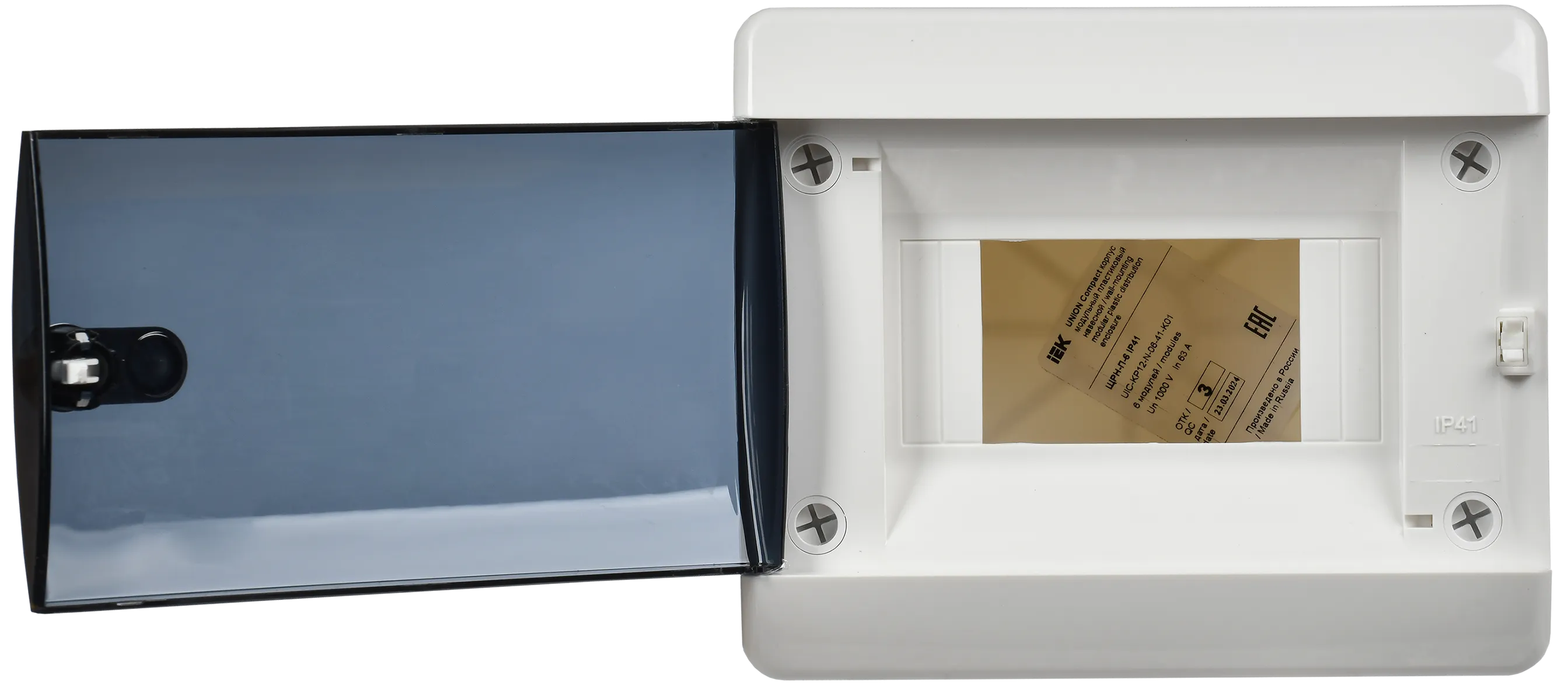 UNION Compact Корпус пластиковый ЩРН-П-6 IP41 черная прозрачная дверь IEK - Фото 6