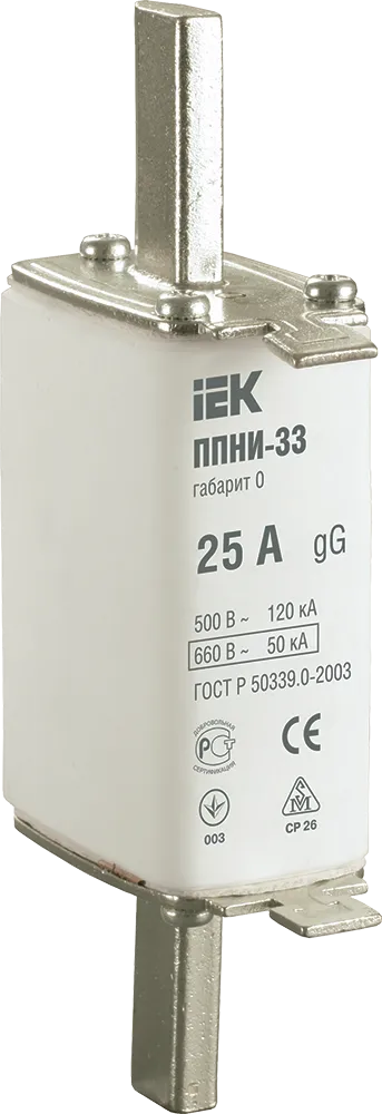 Плавкая вставка предохранителя ППНИ-33 габарит 0 25А IEK