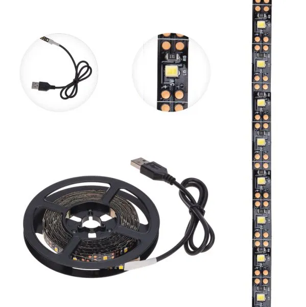 LED-лента с USB-коннектором 5 В IP23 SMD 2835 60 LED/м 3 м теплый белый (2700 K) LAMPER - Фото 2